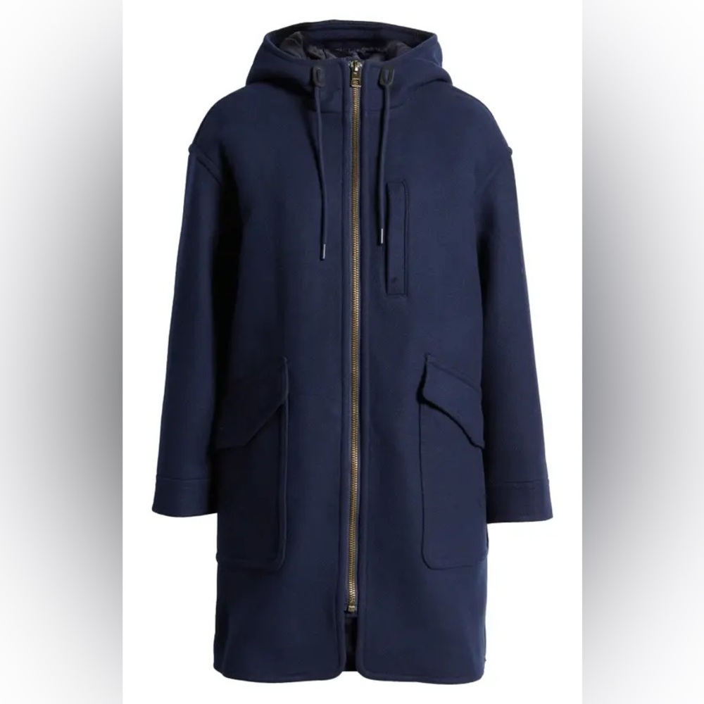 Madewell Size M Lynnford Coat Navy Blue Insuluxe Wool Blend